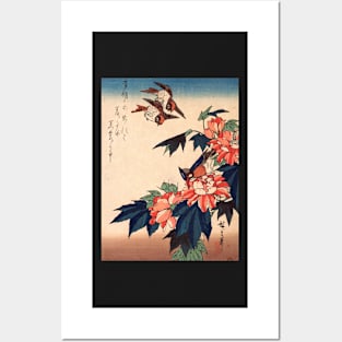 Swallows and Kingfisher with Rose Mallows Posters and Art